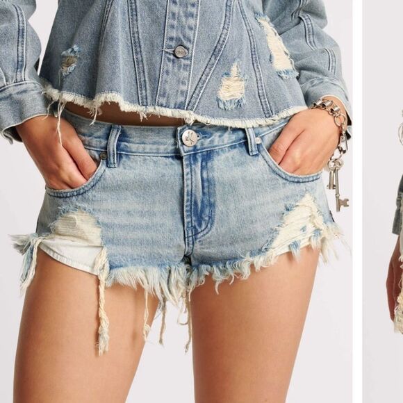 One Teaspoon 29 SALTY DOG BONITAS LOW WAIST DENIM SHORT - Picture 4 of 8